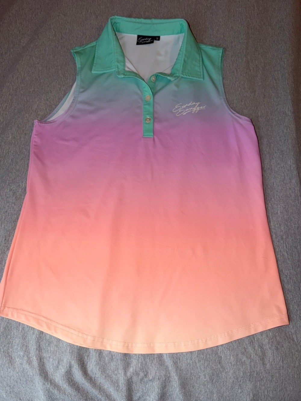 Sunday Swagger Sleeveless Golf Polo Top Mint to Peach
